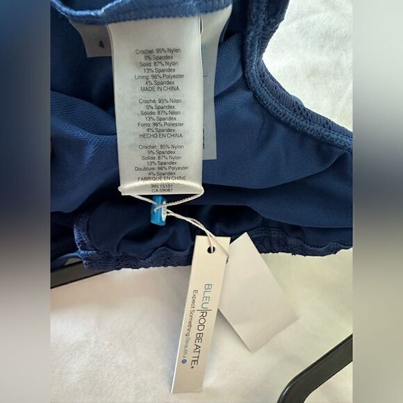 Bleu Rod Beattie Swim Top Crochet Tankini Black 4 Mesh NWT - Picture 4 of 7